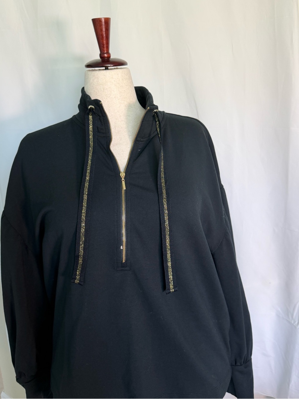 Lilly Pulitzer Black Half-Zip Hoodie with Metallic Drawcords